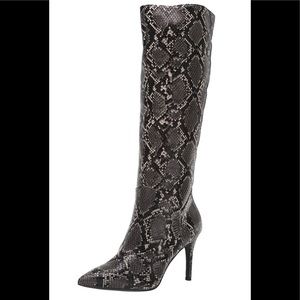 STEVE MADDEN Kinga Snake Pointed-Toe Knee High Boots